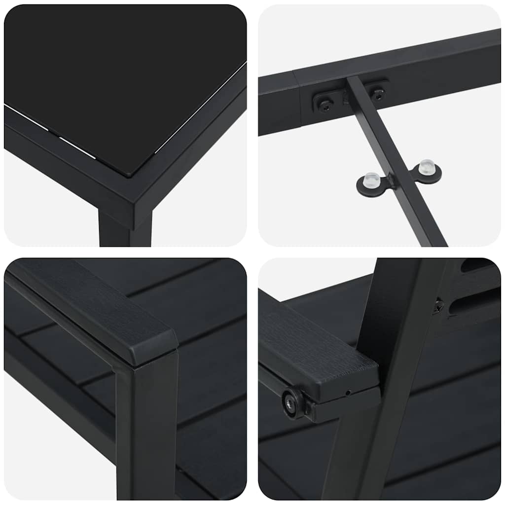 vidaXL Garten Essgruppe 5 pcs Schwarz Pulverbeschichteter Stahl