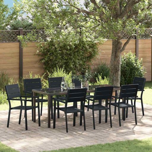 vidaXL Garten Essgruppe 5 pcs Schwarz Pulverbeschichteter Stahl