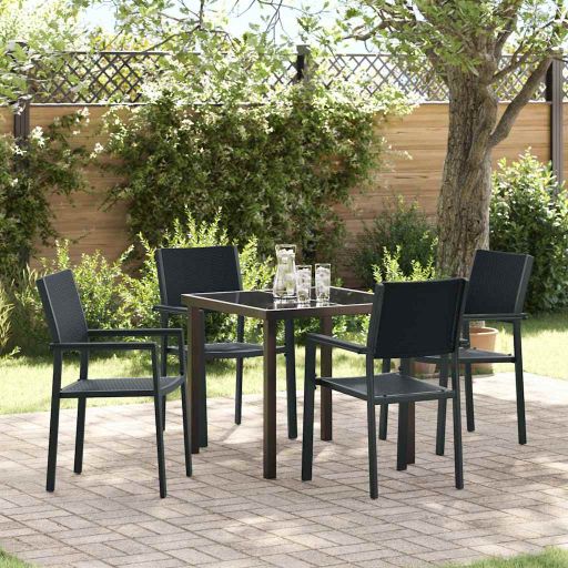 vidaXL Garten Essgruppe 3 pcs Schwarz Pulverbeschichteter Stahl