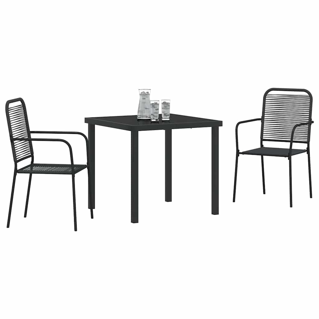 vidaXL Garten Essgruppe 3 pcs Schwarz Baumwollseil und Stahl