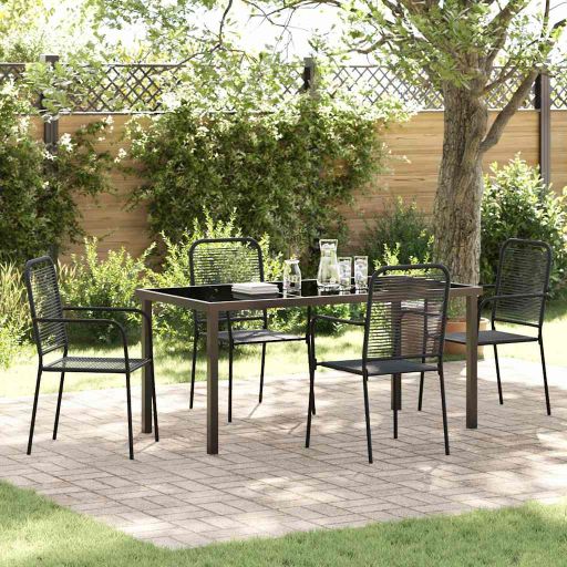 vidaXL Garten Essgruppe 3 pcs Schwarz Baumwollseil und Stahl