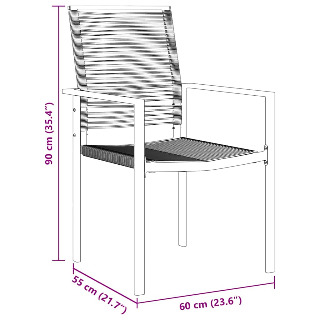 vidaXL Garten Essgruppe 3 pcs Schwarz Pulverbeschichteter Stahl