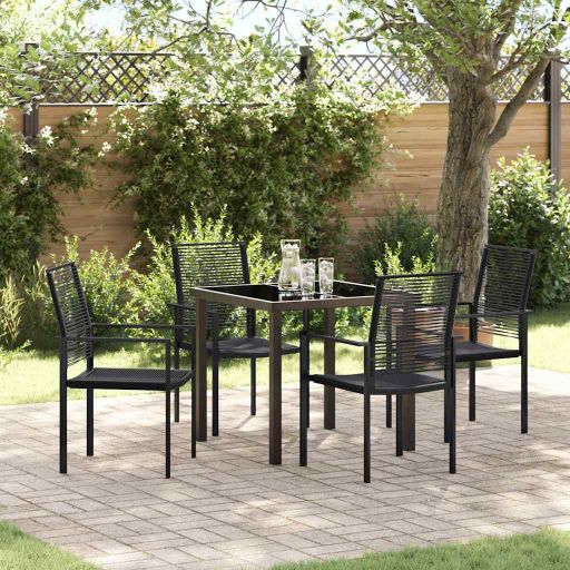 vidaXL Garten Essgruppe 3 pcs Schwarz Pulverbeschichteter Stahl