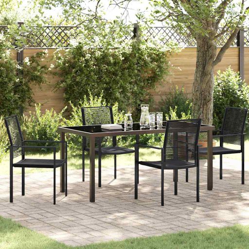 vidaXL Garten Essgruppe 3 pcs Schwarz Pulverbeschichteter Stahl