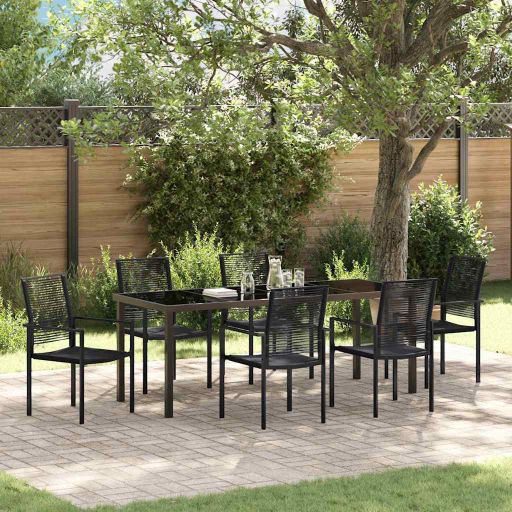 vidaXL Garten Essgruppe 3 pcs Schwarz Pulverbeschichteter Stahl