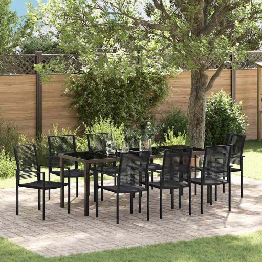 vidaXL Garten Essgruppe 3 pcs Schwarz Pulverbeschichteter Stahl
