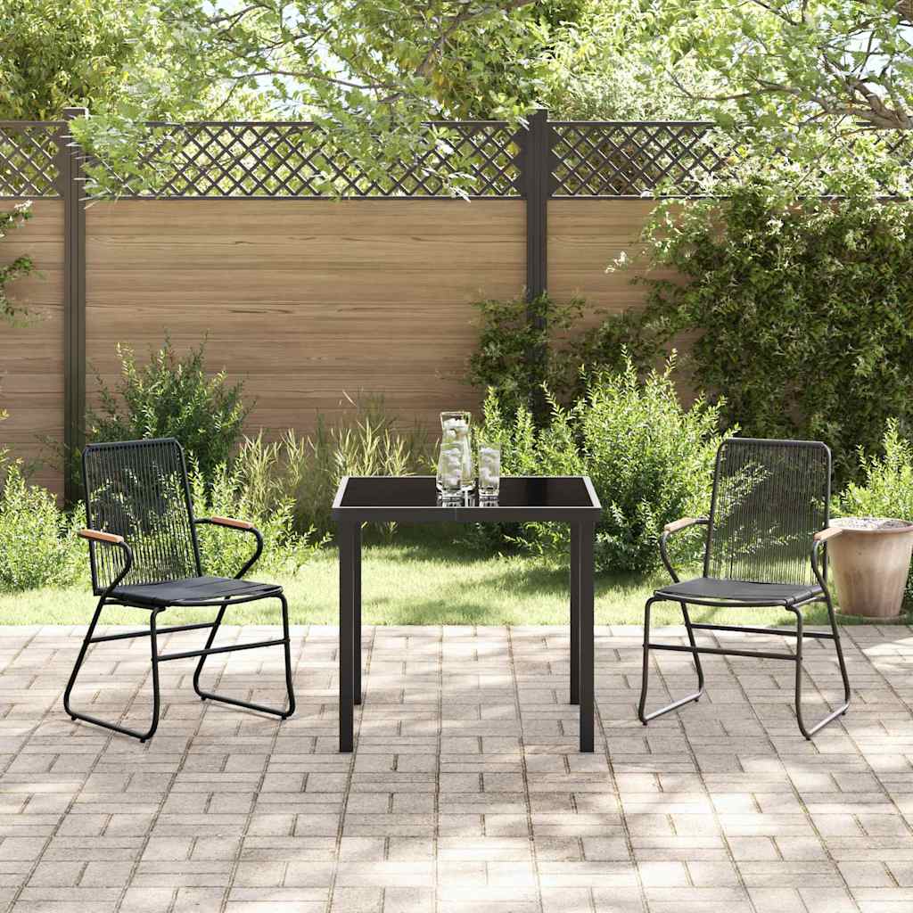 vidaXL Garten Essgruppe 3 pcs Schwarz Pulverbeschichteter Stahl