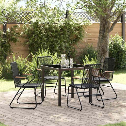 vidaXL Garten Essgruppe 3 pcs Schwarz Pulverbeschichteter Stahl