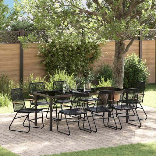 vidaXL Garten Essgruppe 3 pcs Schwarz Pulverbeschichteter Stahl