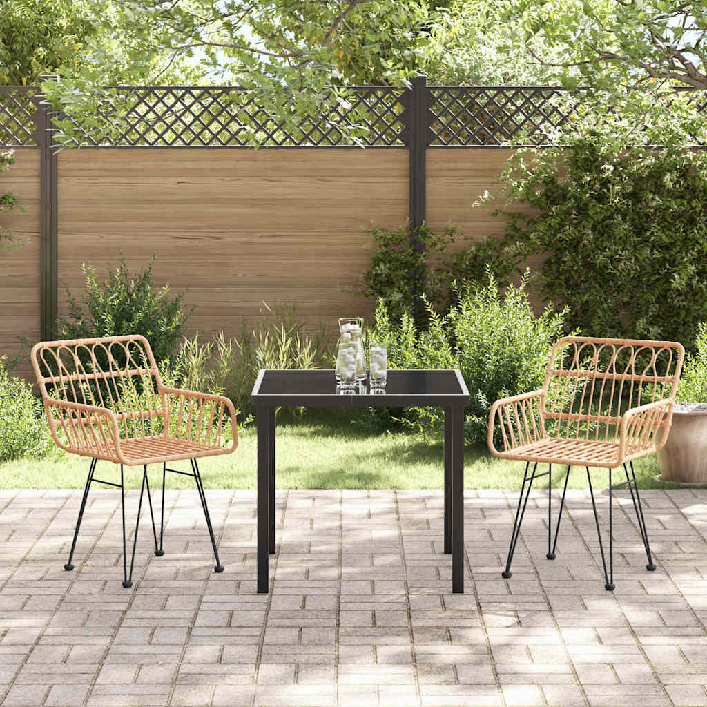 vidaXL Garten Essgruppe 3 pcs Braun Pulverbeschichteter Stahl