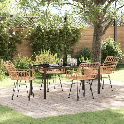 vidaXL Garten Essgruppe 3 pcs Braun Pulverbeschichteter Stahl