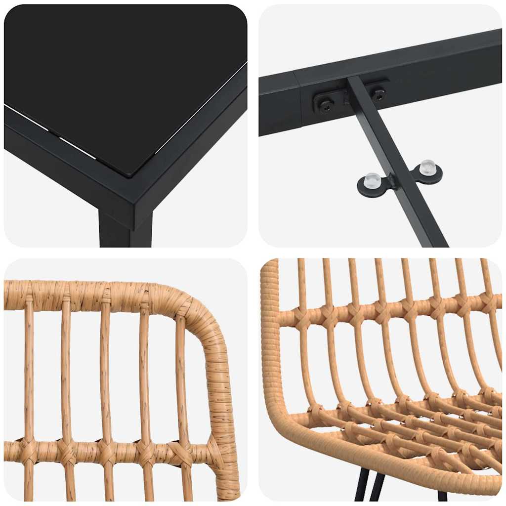 vidaXL Garten Essgruppe 3 pcs Braun Pulverbeschichteter Stahl