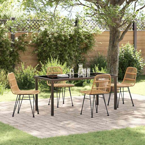 vidaXL Garten Essgruppe 3 pcs Braun Pulverbeschichteter Stahl