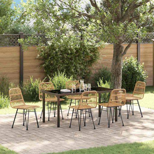 vidaXL Garten Essgruppe 3 pcs Braun Pulverbeschichteter Stahl