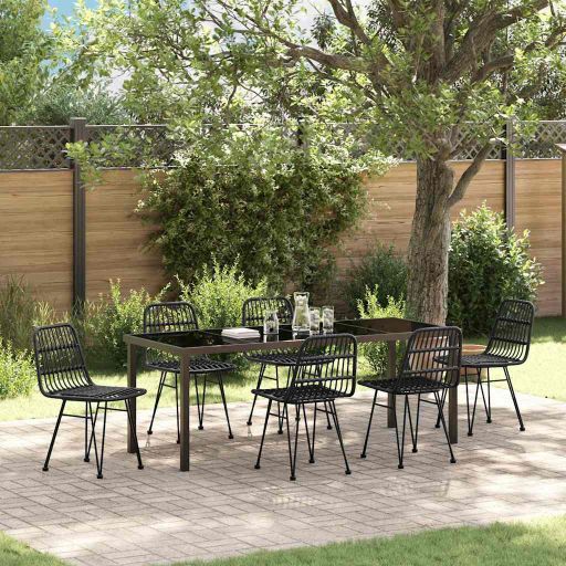 vidaXL Garten Essgruppe 3 pcs Braun Pulverbeschichteter Stahl
