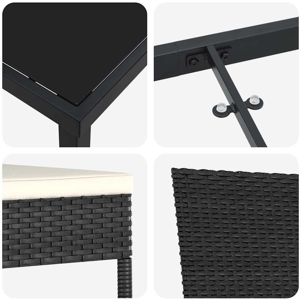 vidaXL Garten Essgruppe 3 pcs Schwarz Pulverbeschichteter Stahl