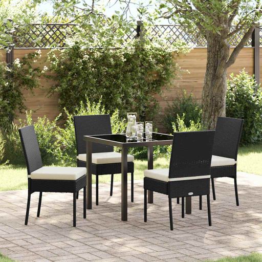 vidaXL Garten Essgruppe 3 pcs Schwarz Pulverbeschichteter Stahl