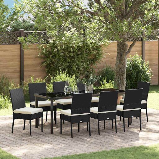 vidaXL Garten Essgruppe 3 pcs Schwarz Pulverbeschichteter Stahl