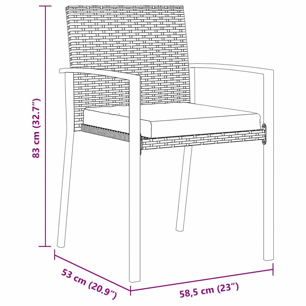 vidaXL Garten Essgruppe 3 pcs Schwarz Pulverbeschichteter Stahl