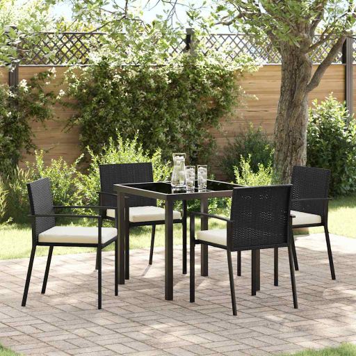 vidaXL Garten Essgruppe 3 pcs Schwarz Pulverbeschichteter Stahl