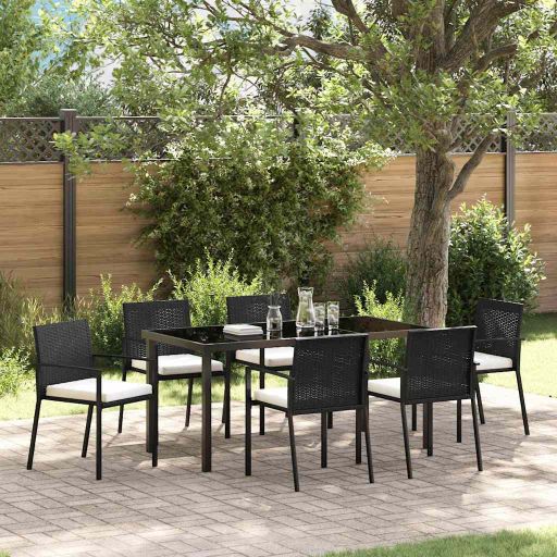 vidaXL Garten Essgruppe 3 pcs Schwarz Pulverbeschichteter Stahl