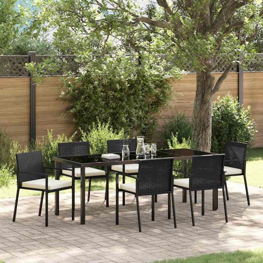 vidaXL Garten Essgruppe 3 pcs Schwarz Pulverbeschichteter Stahl