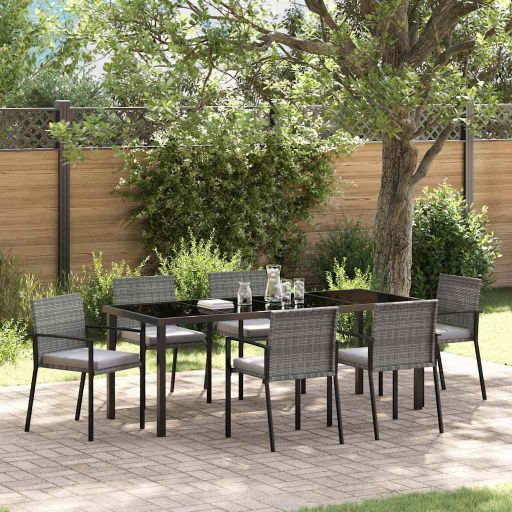 vidaXL Garten Essgruppe 3 pcs Schwarz Pulverbeschichteter Stahl