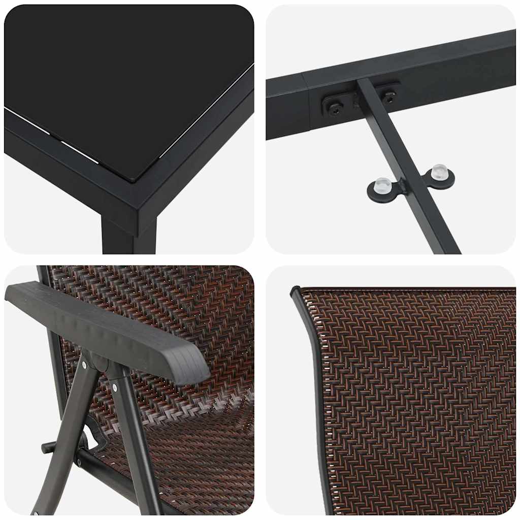 vidaXL Garten Essgruppe 3 pcs Braun Pulverbeschichteter Stahl