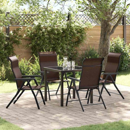 vidaXL Garten Essgruppe 3 pcs Braun Pulverbeschichteter Stahl