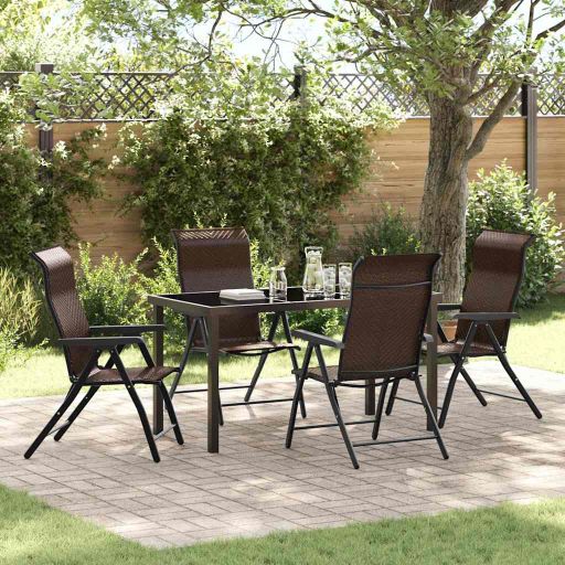 vidaXL Garten Essgruppe 3 pcs Braun Pulverbeschichteter Stahl