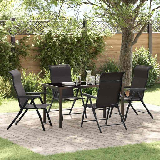 vidaXL Garten Essgruppe 3 pcs Braun Pulverbeschichteter Stahl
