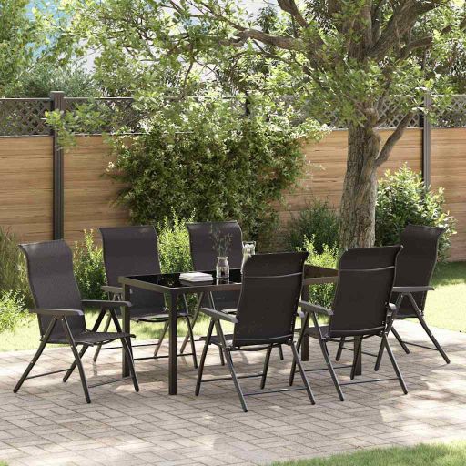 vidaXL Garten Essgruppe 3 pcs Braun Pulverbeschichteter Stahl