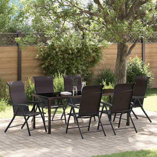 vidaXL Garten Essgruppe 3 pcs Braun Pulverbeschichteter Stahl