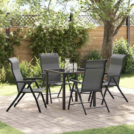 vidaXL Garten Essgruppe 3 pcs Braun Pulverbeschichteter Stahl