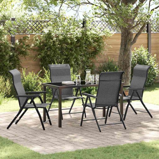 vidaXL Garten Essgruppe 3 pcs Braun Pulverbeschichteter Stahl