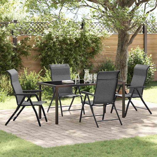 vidaXL Garten Essgruppe 3 pcs Braun Pulverbeschichteter Stahl