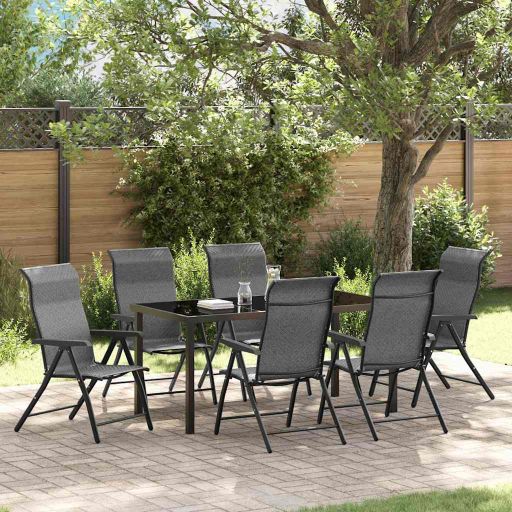 vidaXL Garten Essgruppe 3 pcs Braun Pulverbeschichteter Stahl