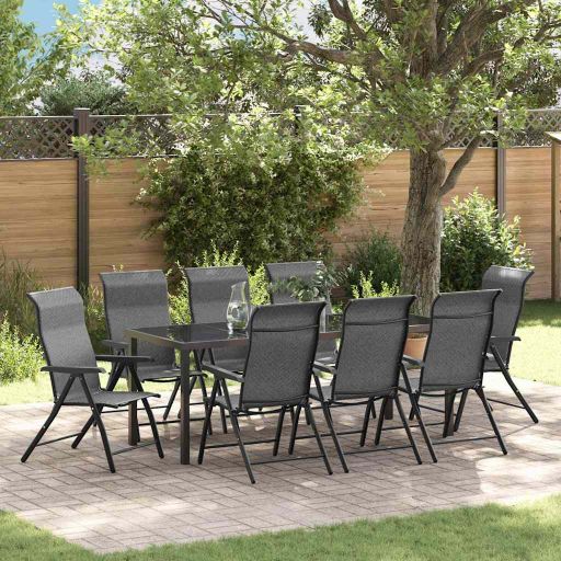 vidaXL Garten Essgruppe 3 pcs Braun Pulverbeschichteter Stahl