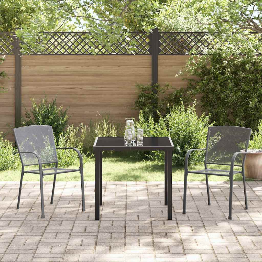 vidaXL Garten Essgruppe 3 pcs Anthrazit Pulverbeschichteter Stahl