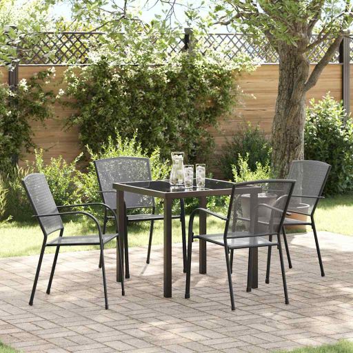 vidaXL Garten Essgruppe 3 pcs Anthrazit Pulverbeschichteter Stahl