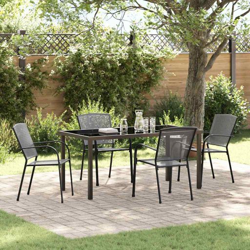 vidaXL Garten Essgruppe 3 pcs Anthrazit Pulverbeschichteter Stahl