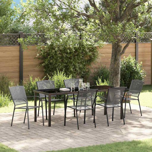 vidaXL Garten Essgruppe 3 pcs Anthrazit Pulverbeschichteter Stahl