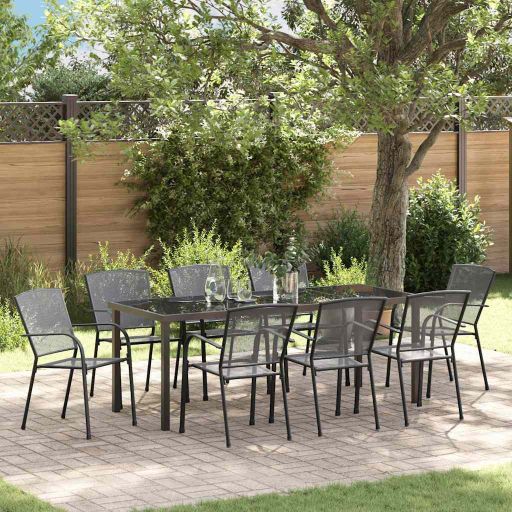 vidaXL Garten Essgruppe 3 pcs Anthrazit Pulverbeschichteter Stahl