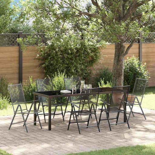 vidaXL Garten Essgruppe 3 pcs Anthrazit Pulverbeschichteter Stahl