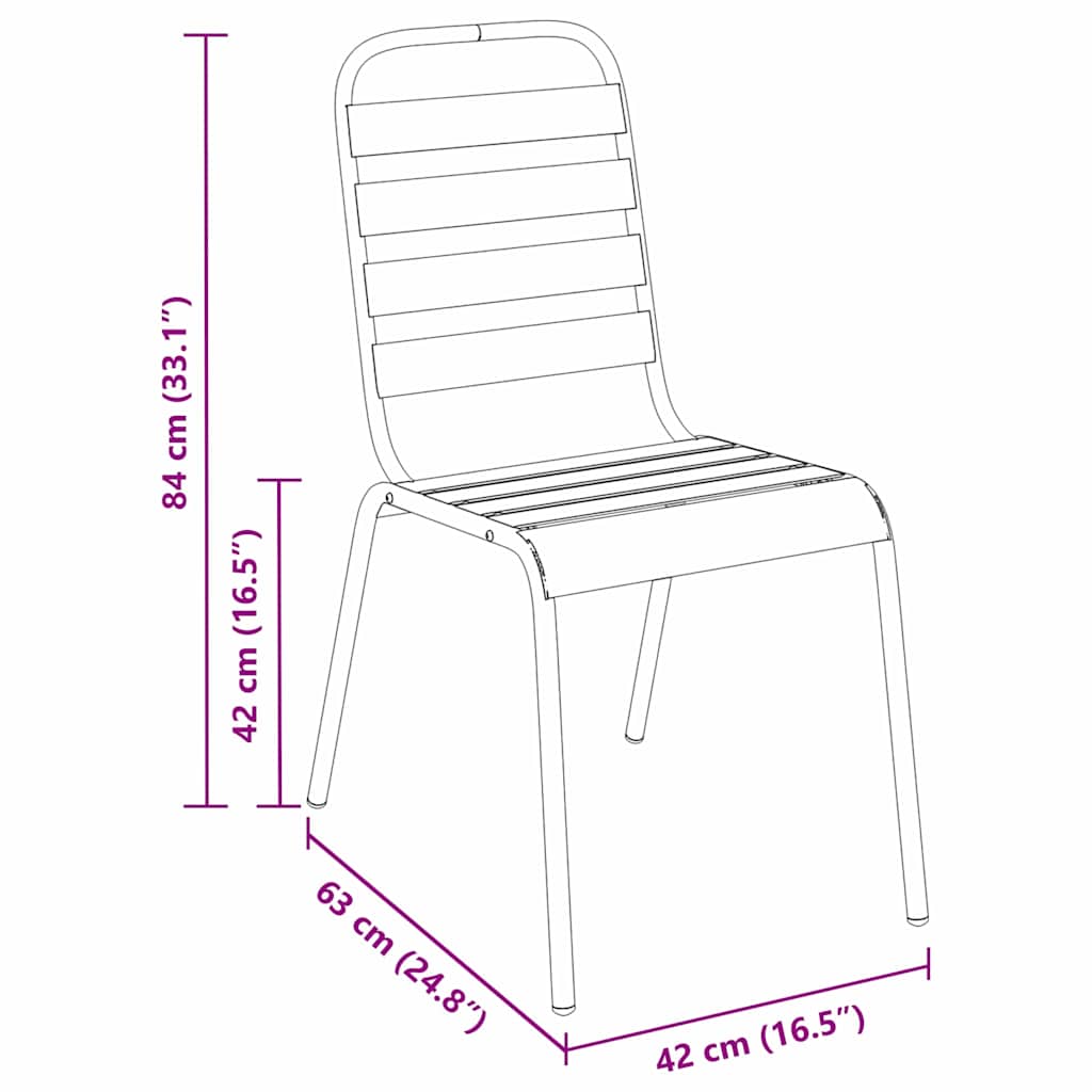 vidaXL Garten Essgruppe 3 pcs Anthrazit Pulverbeschichteter Stahl