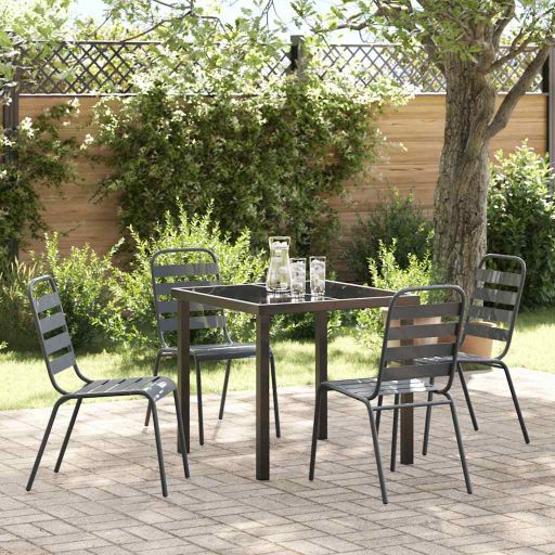 vidaXL Garten Essgruppe 3 pcs Anthrazit Pulverbeschichteter Stahl