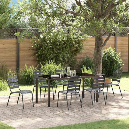 vidaXL Garten Essgruppe 3 pcs Anthrazit Pulverbeschichteter Stahl