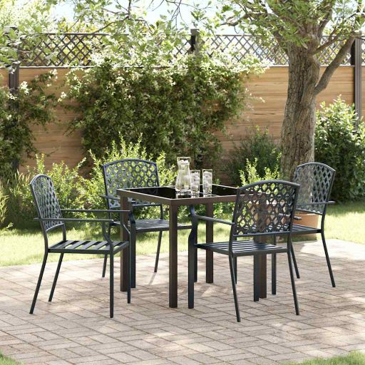 vidaXL Garten Essgruppe 3 pcs Anthrazit Pulverbeschichteter Stahl