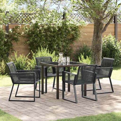 vidaXL Garten Essgruppe 3 pcs Schwarz Pulverbeschichteter Stahl