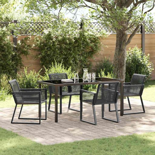 vidaXL Garten Essgruppe 3 pcs Schwarz Pulverbeschichteter Stahl